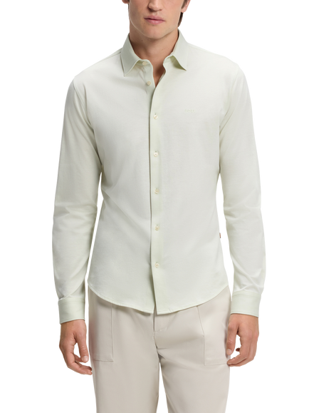 BOSS Yarn Dyed Piqué Shirt, Open Green, Open Green