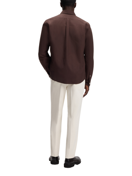 BOSS Virgin Wool Regular Fit Shirt, Dark Brown - view 2, Dark Brown