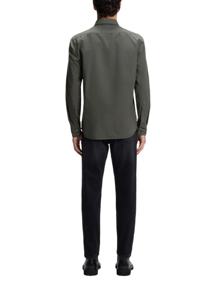 BOSS Garment-Dyed Cotton Regular Fit Shirt, Open Green - view 2, Open Green