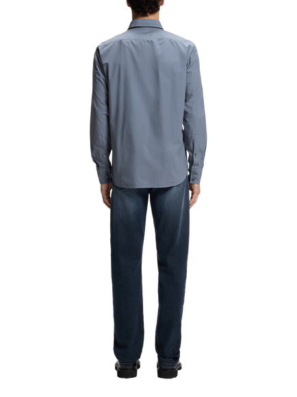BOSS Cotton Embroidered Logo Shirt, Medium Blue - view 2, Medium Blue