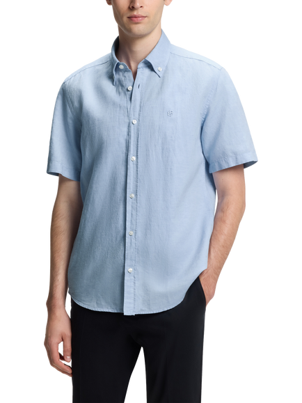 BOSS Regular Fit Linen Blend Shirt, Light/Pastel Blue, Light/Pastel Blue