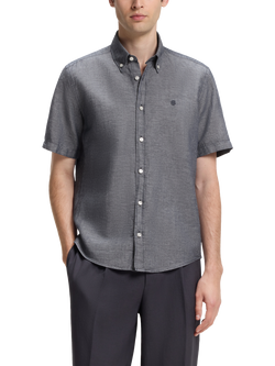 BOSS Regular Fit Linen Blend Shirt, Dark Blue, Dark Blue