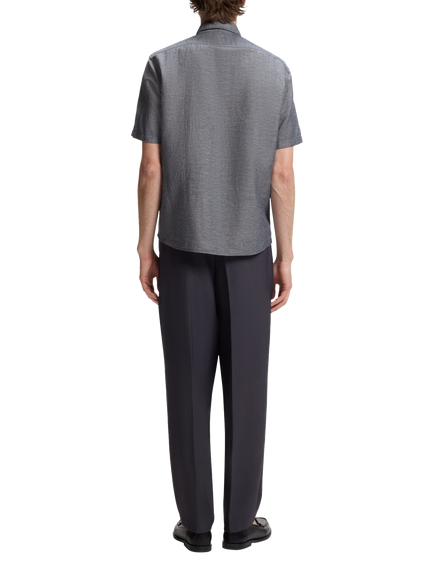 BOSS Regular Fit Linen Blend Shirt, Dark Blue - view 2, Dark Blue