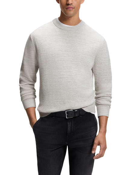 HUGO BOSS BOSS  Aperoso Crew Neck Wool Cotton Blend Jumper, Open Grey, Open Grey