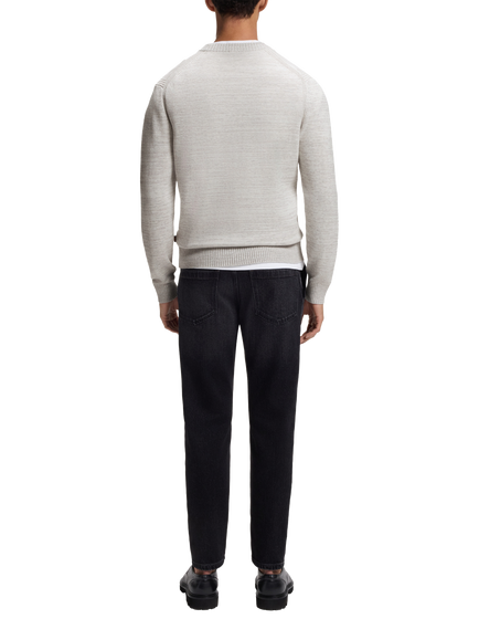 HUGO BOSS BOSS  Aperoso Crew Neck Wool Cotton Blend Jumper, Open Grey - view 2, Open Grey