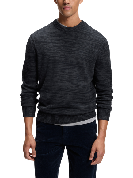 BOSS Virgin Wool Blend Two-Tone Mouliné Jumper, Dark Blue, Dark Blue