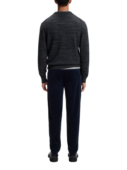 BOSS Virgin Wool Blend Two-Tone Mouliné Jumper, Dark Blue - view 2, Dark Blue
