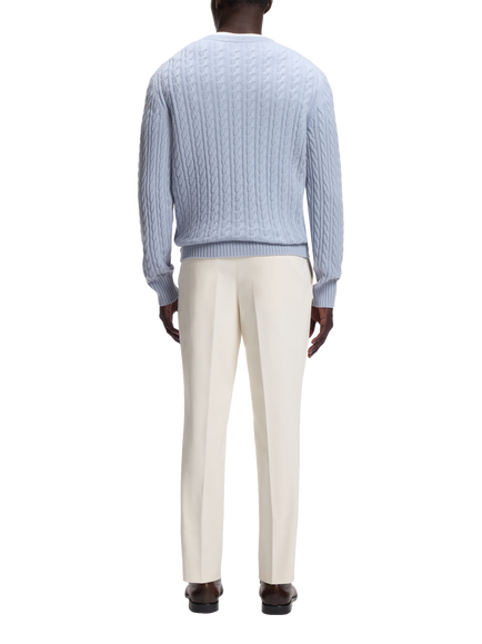 BOSS Cotton Rich Cable Knit Jumper, Open Blue - view 2, Open Blue