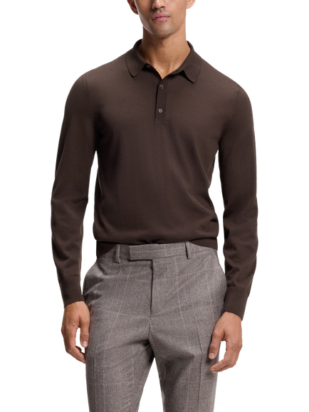Boss Heritage Merino Wool Jumper, Dark Brown, Dark Brown
