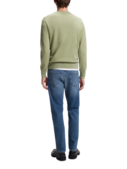 BOSS Cotton Rich Crew Neck Jumper, Open Green - view 2, Open Green