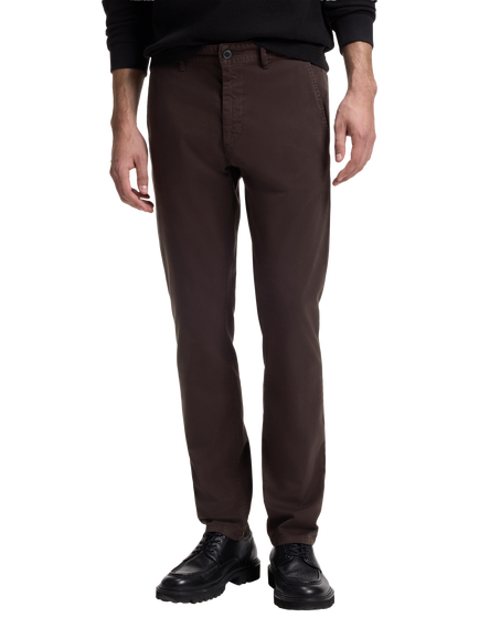 BOSS Slim Fit Chinos, Medium Blue, Dark Brown