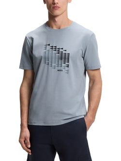 BOSS Regular Fit Cotton Rich Graphic Crew Neck T-Shirt, Dark Grey, Dark Grey