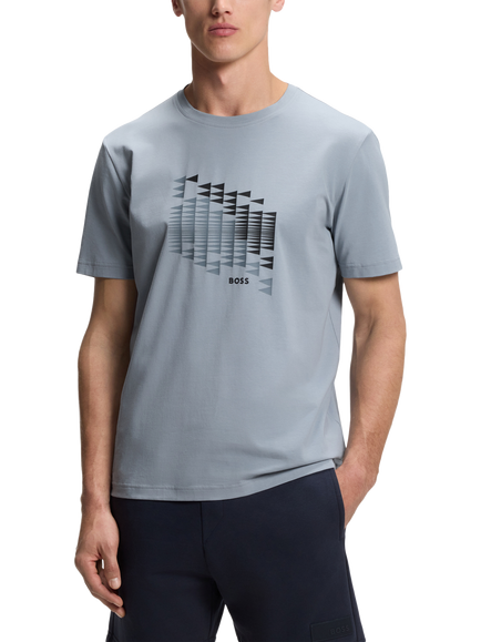 BOSS Regular Fit Cotton Rich Graphic Crew Neck T-Shirt, Dark Grey, Dark Grey