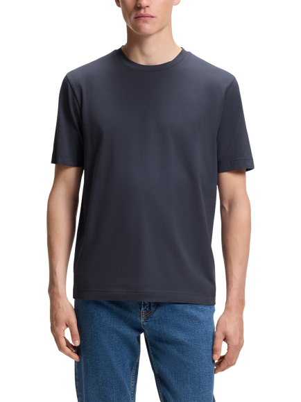 HUGO BOSS BOSS Crew Neck Cotton Blend T-Shirt, Dark Blue, Dark Blue