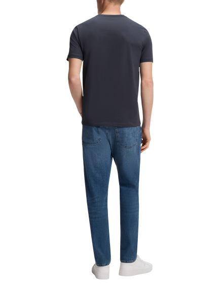 BOSS Cotton Woven Patch Crew Neck T-Shirt, Dark Blue - view 2, Dark Blue