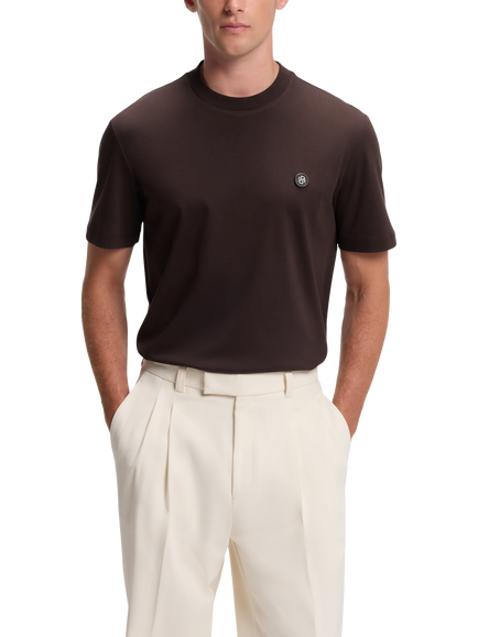 BOSS Cotton Rich Regular Fit Crew Neck Short Sleeve T-Shirt, Dark Brown, Dark Brown