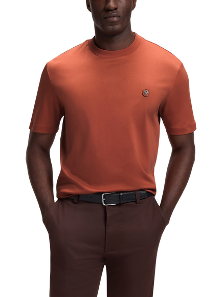 BOSS Cotton Blend Crew Neck T-Shirt, Dark Red, Dark Red