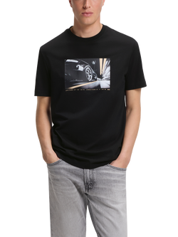 BOSS Cotton Graphic Print Crew Neck T-Shirt, Black, Black