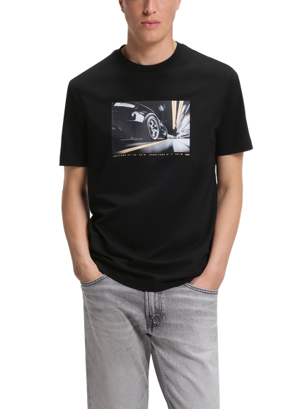 BOSS Cotton Graphic Print Crew Neck T-Shirt, Black, Black