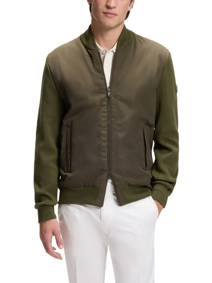 BOSS Cotton V-Neck Cardigan, Dark Blue, Open Green
