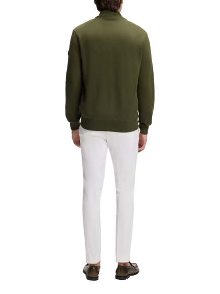 BOSS Cotton V-Neck Cardigan, Dark Blue - view 2, Open Green