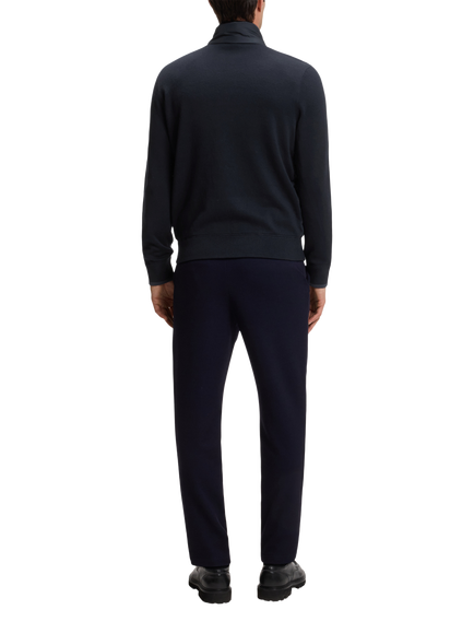BOSS Facente Wool Cotton Blend Padded Zip Cardigan, Dark Blue - view 2, Dark Blue