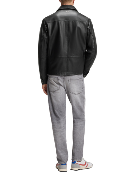 BOSS Nappa Leather Shirt Jacket, Black - view 2, Black