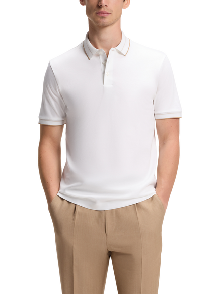 BOSS Cotton Cashmere Blend Polo Shirt, White, White