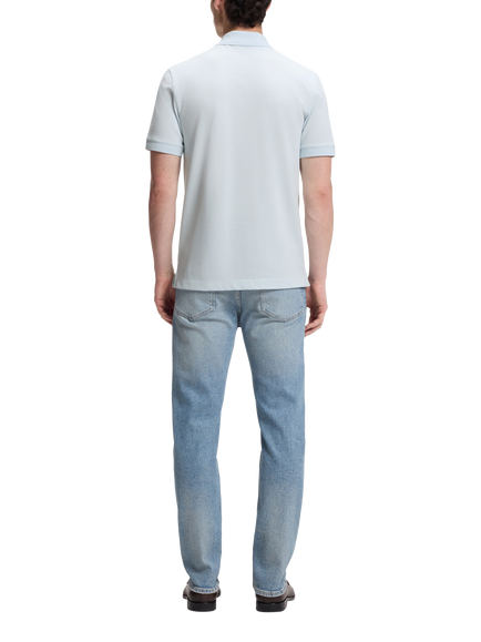 BOSS Pure Cotton Short Sleeve Polo Shirt, Open Blue - view 2, Open Blue