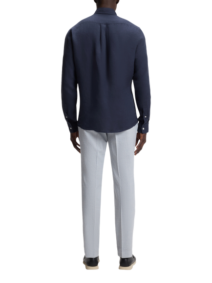 HUGO BOSS BOSS Button Down Cotton Wool Blend Shirt, Dark Blue - view 2, Dark Blue