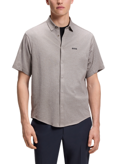 BOSS Cotton Regular Fit Short Sleeve Shirt, Light Green, Light Green
