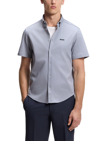 BOSS Regular Fit Short Sleeved Shirt, Dark Grey, Dark Grey