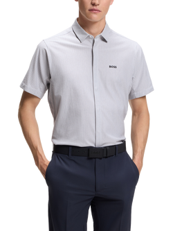 BOSS Regular Fit Striped Cotton Shirt, Dark Grey, Dark Grey