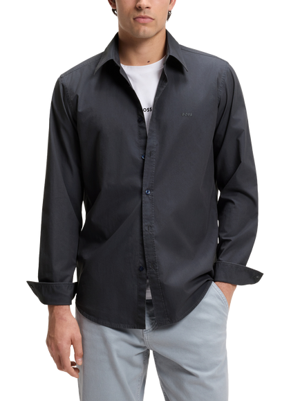 HUGO BOSS BOSS Relegant Cotton Poplin Shirt, Dark Blue, Dark Blue