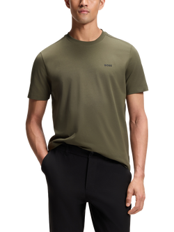 BOSS Cotton Rich Crew Neck T-Shirt, Open Green, Open Green