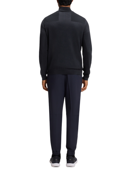 BOSS Quarter-Zip Merino Wool Jumper, Dark Blue - view 2, Dark Blue