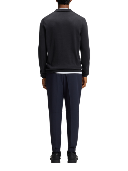 BOSS Cotton Quarter-Zip Jumper, Dark Blue - view 2, Dark Blue