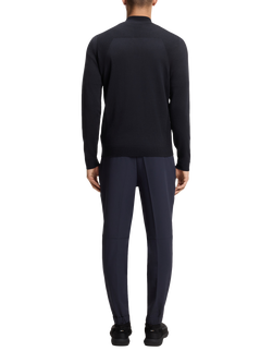 BOSS Cotton Rich Quarter-Zip Jumper, Dark Blue - view 2, Dark Blue