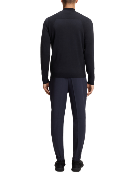 BOSS Cotton Rich Quarter-Zip Jumper, Dark Blue - view 2, Dark Blue