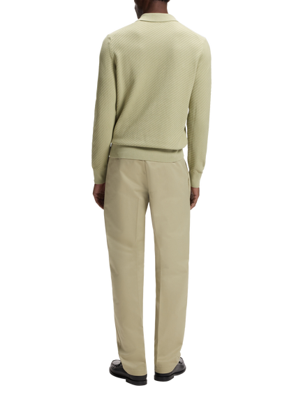 BOSS Pure Cotton Long Sleeve Polo Shirt, Dark Beige - view 2, Dark Beige