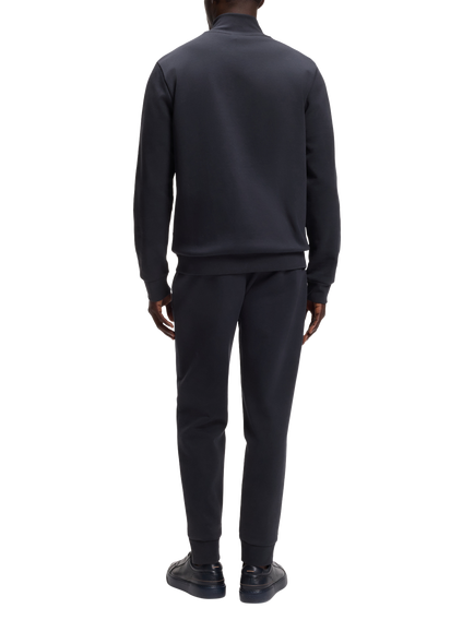 BOSS Cotton Rich Zip-Through Jersey Top, Dark Blue - view 2, Dark Blue