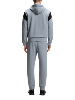 BOSS Cotton Blend Piqué  Waffle Textured Zip-Through Hoodie, Dark Grey - view 2, Dark Grey