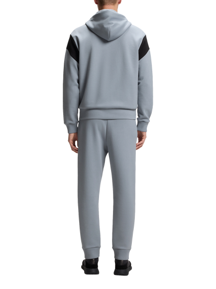 BOSS Cotton Blend Piqué  Waffle Textured Zip-Through Hoodie, Dark Grey - view 2, Dark Grey