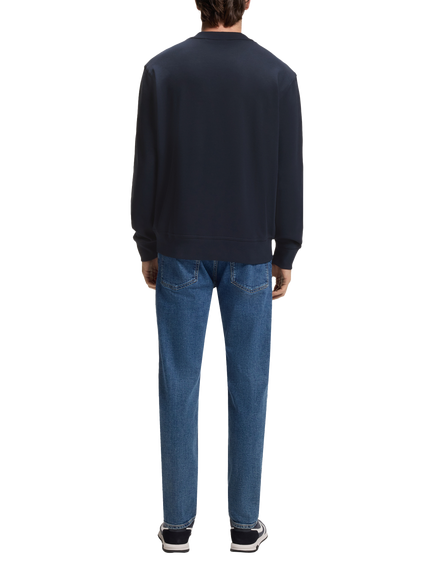 HUGO BOSS BOSS Logo Crew Neck Cotton Sweatshirt, Dark Blue - view 2, Dark Blue