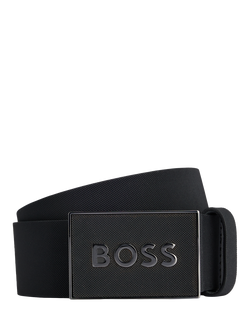 HUGO BOSS BOSS Logo Leather Belt, Black, Black