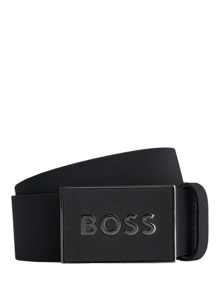 HUGO BOSS BOSS Logo Leather Belt, Black, Black