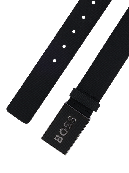 HUGO BOSS BOSS Logo Leather Belt, Black - view 2, Black