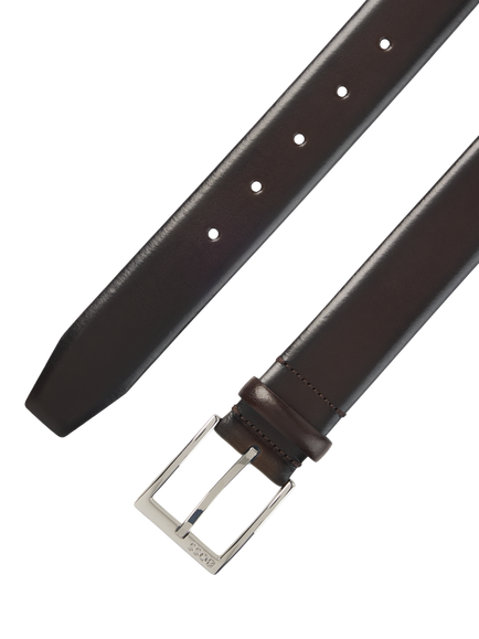 HUGO BOSS BOSS Elloy Leather Belt, Dark Brown - view 2, Dark Brown