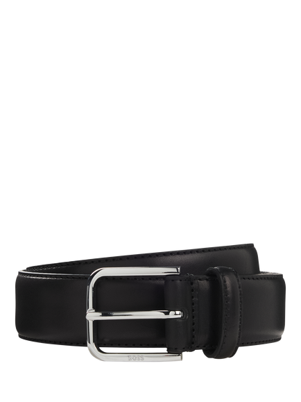 BOSS Madison Shiny Leather Belt, Black, Black
