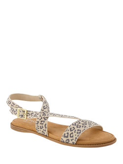 TOMS Mar Leather Strappy Footbed Sandals, Oatmeal - view 2, Oatmeal